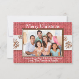 Red Burlap Pinecones Foto - Tarjeta de Navidades 3