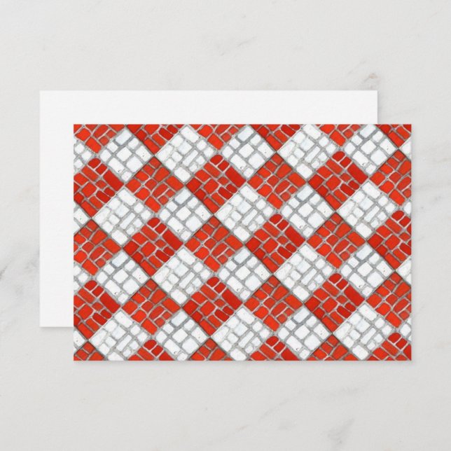 RED CHECK MOSAIC 3.5x5 Tarjeta plana / Horizontal (Anverso / Reverso)