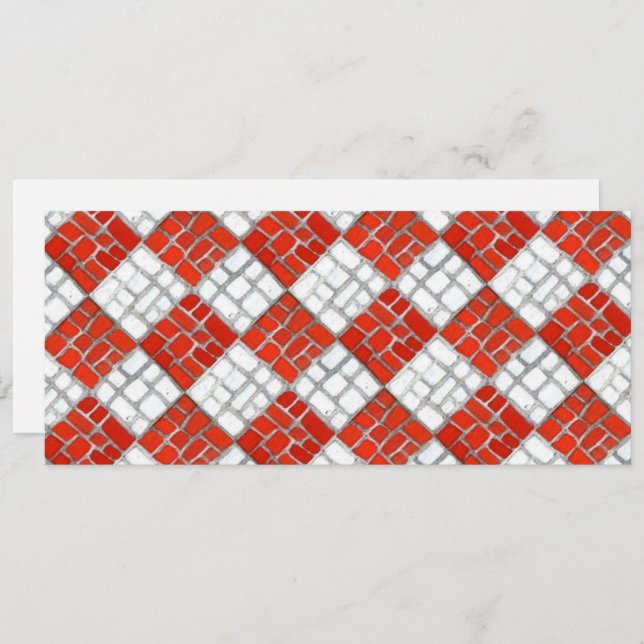 RED CHECK MOSAIC 4x9.25 Tarjeta plana / horizontal (Anverso / Reverso)