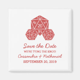 Red D20 Dice Guardar el imán de fecha