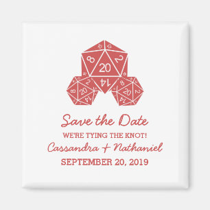 Red D20 Dice Guardar el imán de fecha