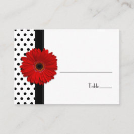 Red Daisy Black Polka Dot Boda de la tarjeta