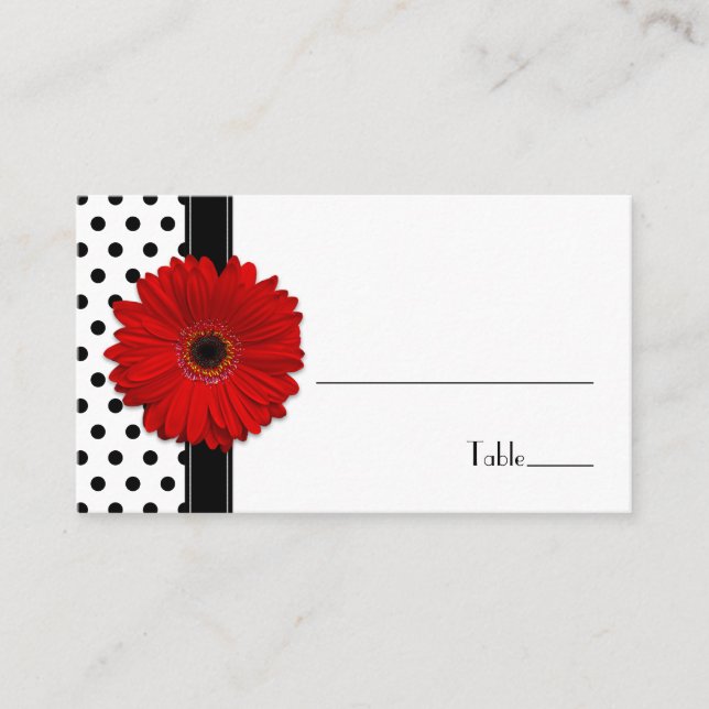 Red Daisy Black Polka Dot Boda de la tarjeta (Anverso)