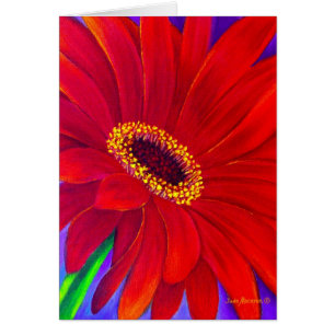 Red Daisy Gerber Flower Pinting Art - Multi