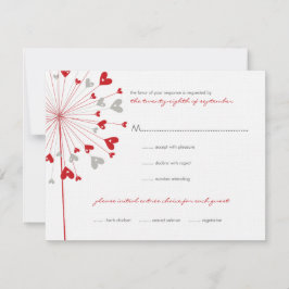 Red Dandelions Love Summer Wedding Tarjeta RSVP