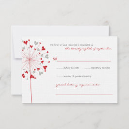 Red Dandelions Love Summer Wedding Tarjeta RSVP