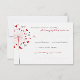 Red Dandelions Love Summer Wedding Tarjeta RSVP