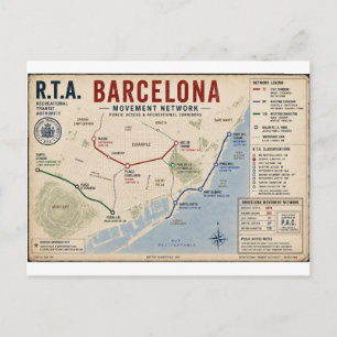 Red de Movimiento de Barcelona Tarjeta Postal R.