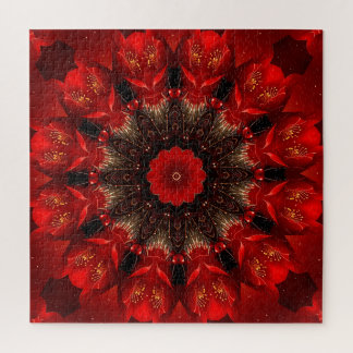 Red Decorative Floral Jigsaw Puzzle