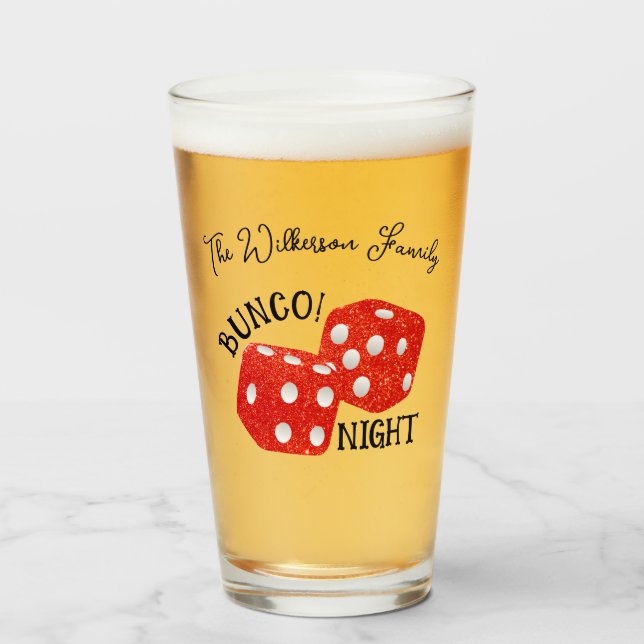 Red Dice Bunco Night Nombre (Anverso (lleno))