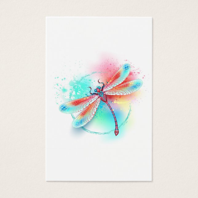 Red dragonfly on watercolor background (Anverso)