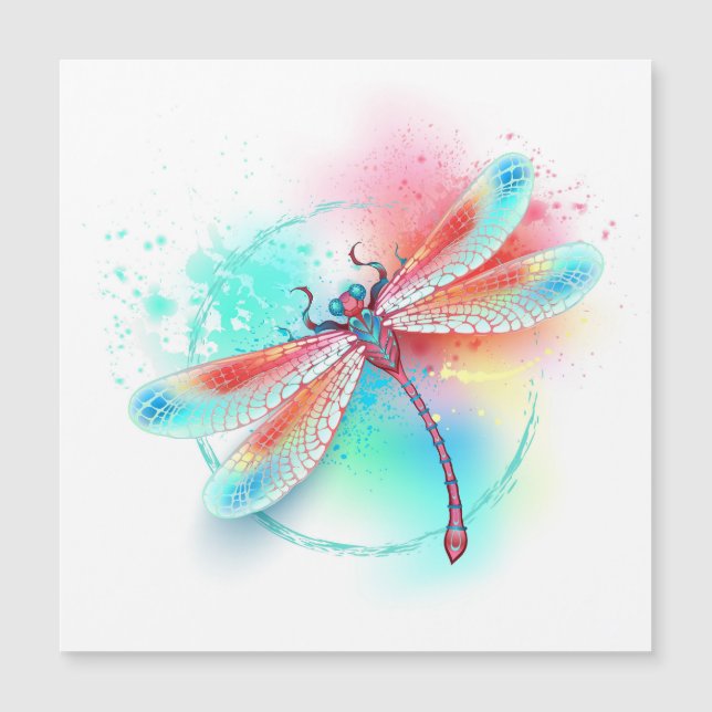 Red dragonfly on watercolor background (Anverso)