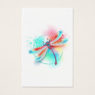 Red dragonfly on watercolor background
