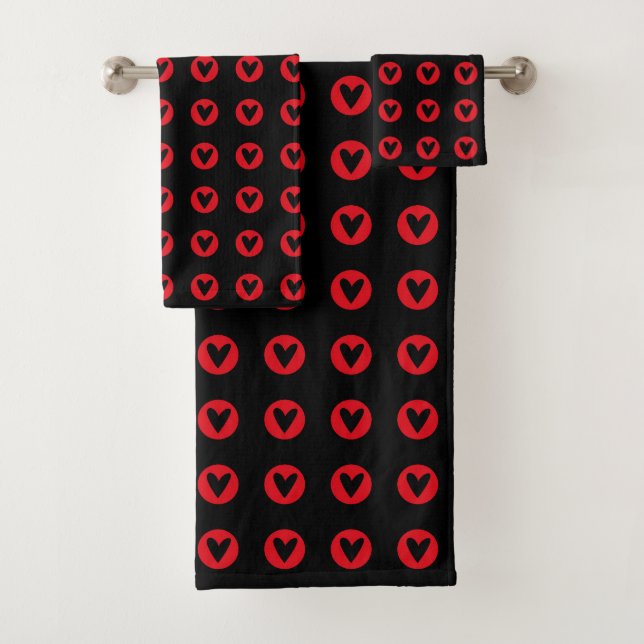 Red Emblem Heart Pattern on Deep Black (In situ)