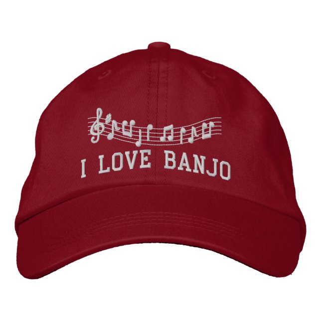 Red Embrosed I Love Banjo Gorra (Anverso)
