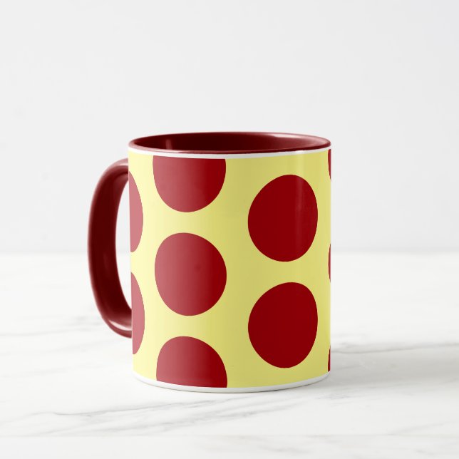 Red en la Copa de Arte Mug de Polka Amarillo (Anverso izquierdo)