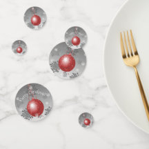 Red Fancy Christmas Ornamite Table Confetti