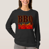 Red Flames BBQ Diciendo camiseta