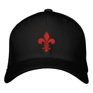 Red Fleur de Lis Embroidered Gorra