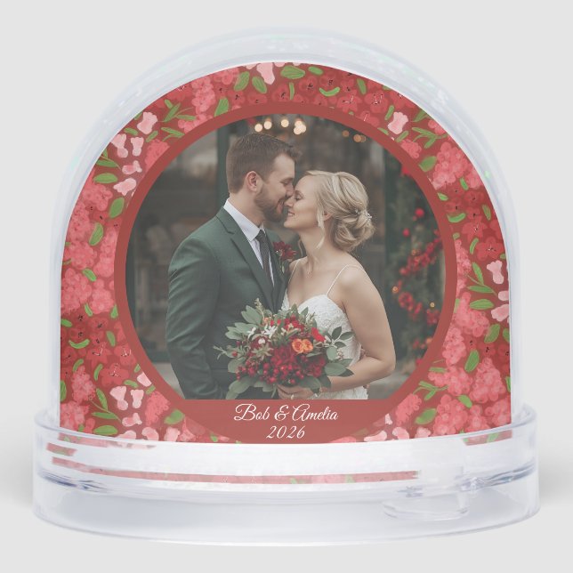 Red Floral Holiday Personalized Photo  (Reverso)