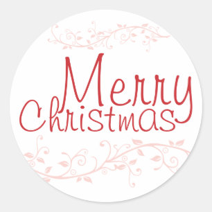 Red Flourish Merry Christmas Pegatina