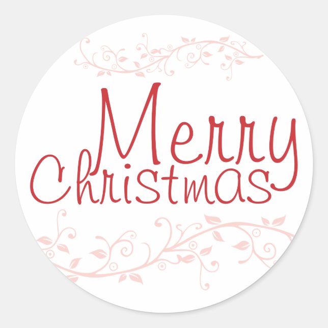 Red Flourish Merry Christmas Pegatina (Anverso)