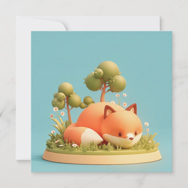 Red Fox 3D Clay Style Forest Meadow Postcard (Anverso)