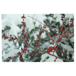 Red Frozen Berries Invierno arte mural Metalizado