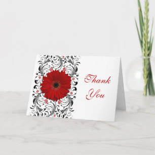 Red Gerbera Daisy Boda Floral Gracias Tarjeta