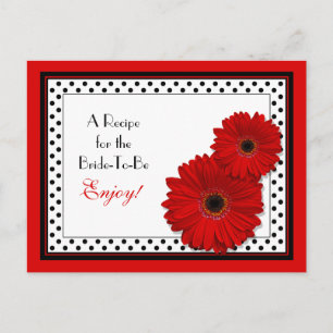 Red Gerbera Daisy Bridal Shower Recipe Tarjeta de 