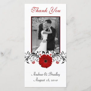 Red Gerbera Daisy Floral Gracias Tarjeta De Foto