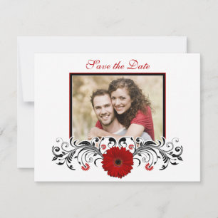 Red Gerbera Floral Guardar la tarjeta de fecha