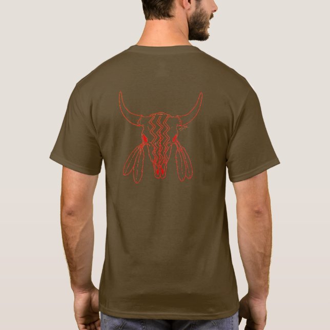 Red Ghost Dance Buffalo línea de la camiseta marró (Reverso)