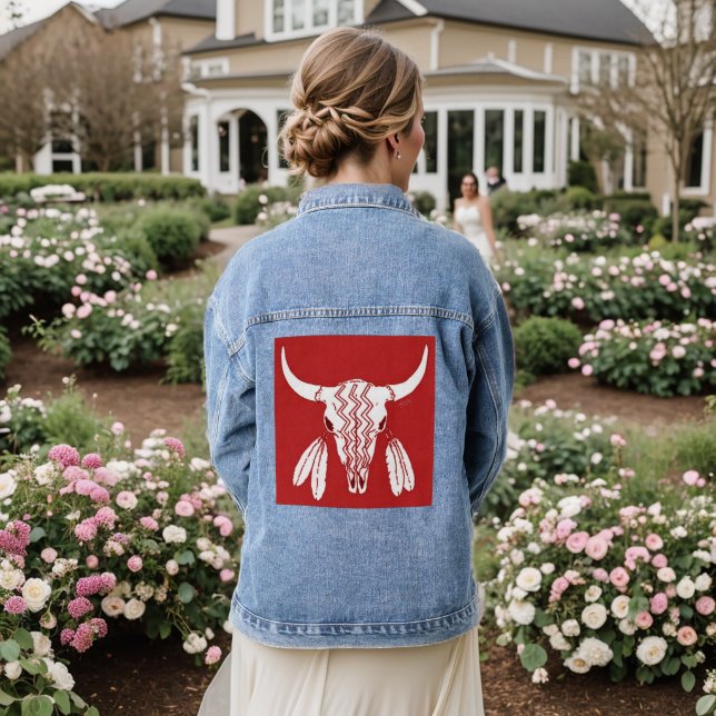 Red Ghost Dance Buffalo mujeres denim chaqueta (Reverso Boda)