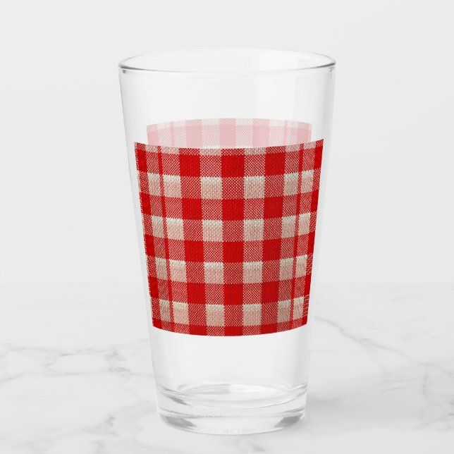 Red Gingham Checkered Pattern Burlap Look (Anverso)
