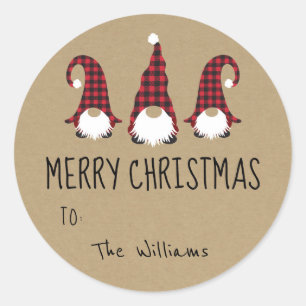 Red Gnome Merry Christmas Pegatina