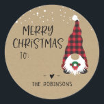 Red Gnome Merry Christmas Pegatina<br><div class="desc">Red Gnome Merry Christmas Pegatina</div>