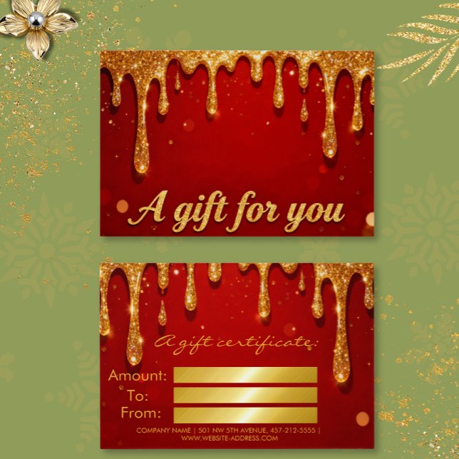 Red & Gold Glitter Drip Gift Card (Subido por el creador)