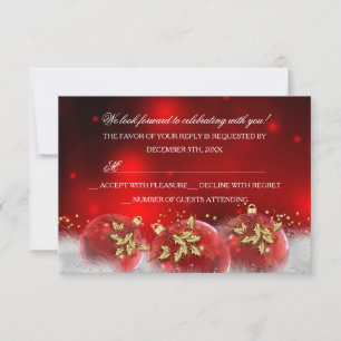 Red Gold Holly Baubles Navidades Fiesta RSVP