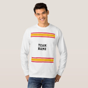 Red Gold Sports Jersey Nombre equipo White Long Sl