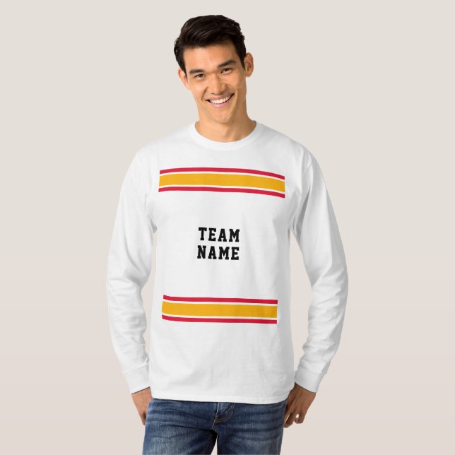 Red Gold Sports Jersey Nombre equipo White Long Sl (Anverso completo)