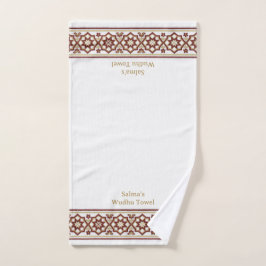 Red Gold Star Flower Border White Customized Wudhu