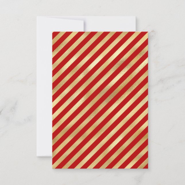 Red Gold Stripe Navidades Blank Tarjeta de felicit (Anverso)