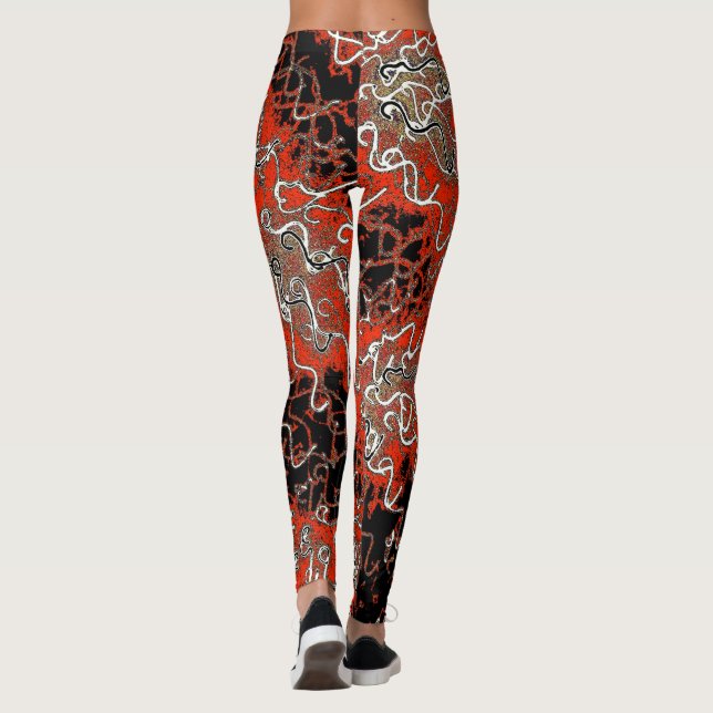 Red Gold Swirl Leggings (Reverso)