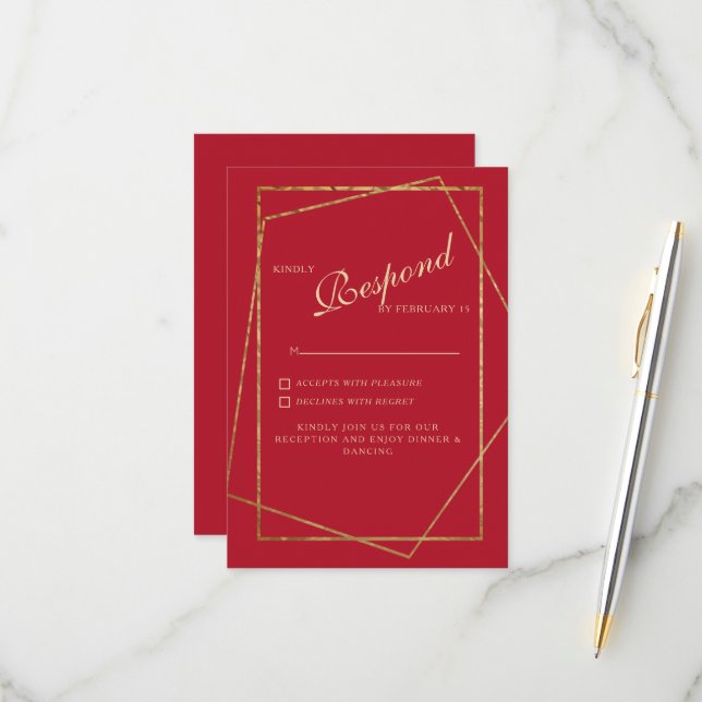 Red & Gold Wedding RSVP (Anverso/Reverso In Situ)