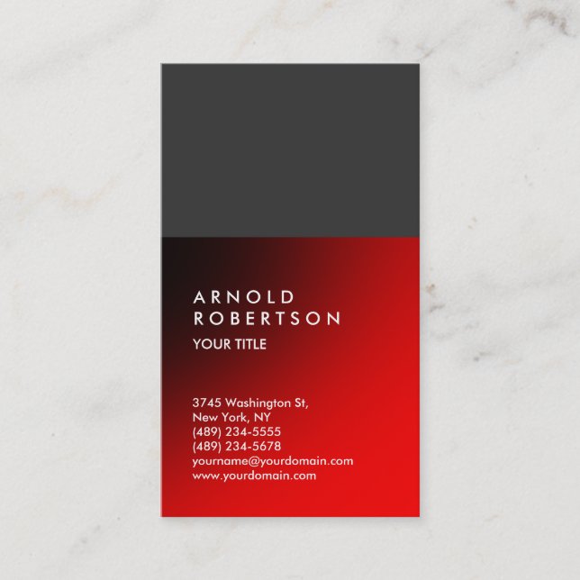 Red Gray Trendy Moderna Tarjeta de Negocios Profes (Anverso)