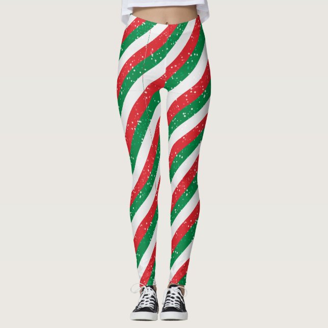 Red Green Plaid Christmas Leggings for Women (Anverso)