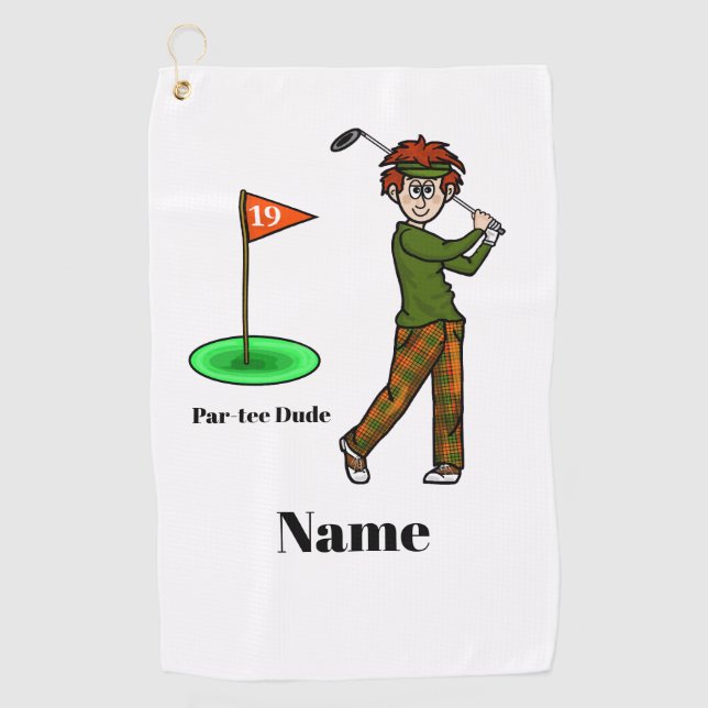 Red Hair Masculino Golfer Par-Tee Dude Toalla de G (Anverso)
