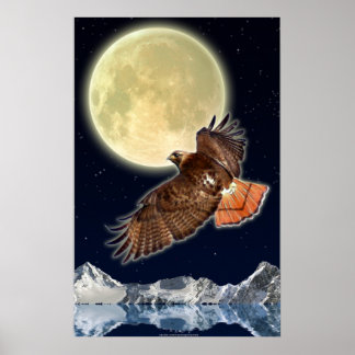 RED HAWK MOON II Poster de Arte Fantasía por la vi