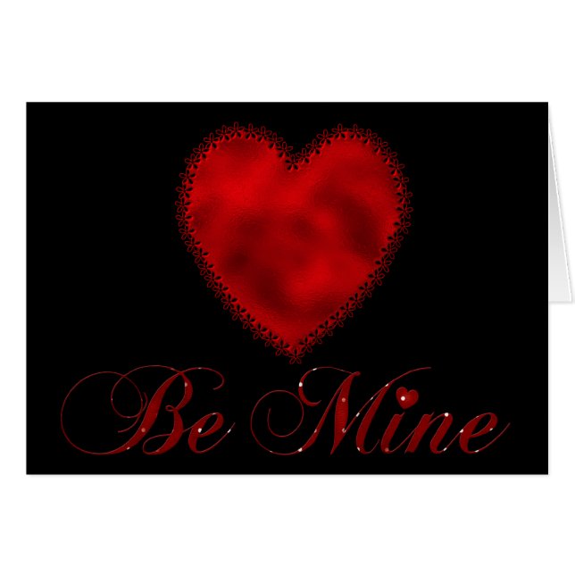 Red Heart Be Mine Greeting Card (Anverso (Horizontal))